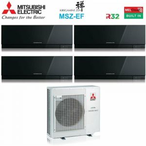 Mitsubishi Electric Quadri Split rèversible Climatiseur série KIRIGAMINE ZEN BLACK MSZ-EF 7+9+18 avec MXZ-4F80VF R-32 Wi-Fi intégré Couleur Noir