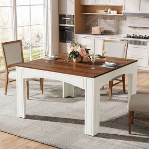 Tribesigns - Table de salle à manger carrée pour 4 personnes, 100 cm, en bois de ferme, table de cuisine, table à manger pour salle à manger, petit