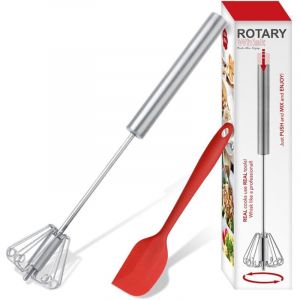 Largeight - jamais UTILISÉ]Fouet à Main, Fouet à Oeufs Semi-Automatique en Acier Inoxydable, Fouet Manuel, Agitateur Rotatif pour Fouetter, Battre,