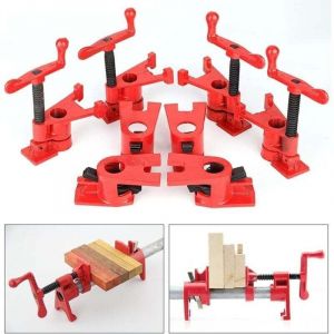 Serre joint 4 pi&egrave;ces 3/4" Serre-Joint en Tube Collier de Serrage Dispositif de Serrage Rapide &agrave; Bois Vertical &agrave; Manivelle Pince &agrave; bois Travail du