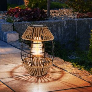 Lanterne solaire solaire pour extérieur sur pied décoration de jardin décoration balcon lampes solaires jardin chanvre, à suspendre ou à poser, LED