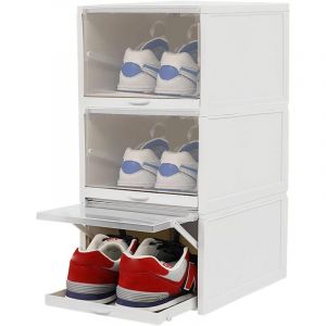 Lot de 3 boîtes à chaussures - Tiroir - Transparent - Empilable - Rangement à chaussures - Boîte à chaussures - Organisateur de boîtes en plastique