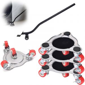 5 Pi&egrave;ces roulettes pour Meubles Kit, 4 Roulette Charge Lourde Triangulaires+1 Levier, Portant Un Poids de 1800 Chariot de Transport roulettes, pour