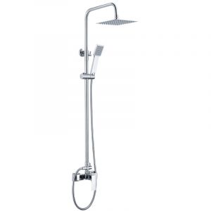 Mice Collection - Ensemble colonne de douche monocommande avec barre extensible - Barre de douche avec douchette et poign&eacute;e - Robinetterie salle de