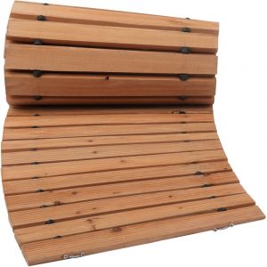 Mophorn All&eacute;e de jardin en bois Passerelle incurv&eacute;e antid&eacute;rapante de 2,4 m x 43 cm. All&eacute;e ext&eacute;rieure en c&egrave;dre avec c&acirc;ble m&eacute;tallique, pav&eacute; d&eacute;coratif