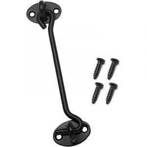 Crochet de porte et fen&ecirc;tre en acier inoxydable 8 pouces noir adapt&eacute; pour serrure de porte de grange, volet de fen&ecirc;tre, 1 pi&egrave;ce
