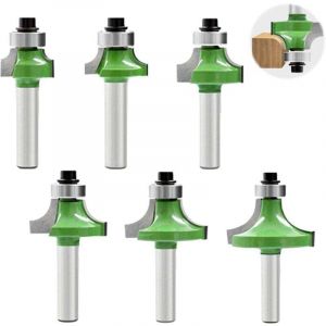 6 Pcs Fraise Defonceuse 8 mm, Fraise Quart de Rond Avec Tige de 8 mm, Fraise a Surfacer Avec Roulement, Fraise bois Pour le Travail du Bois Fraisage