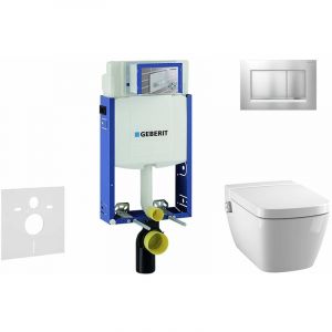 Kombifix - B&acirc;ti-support pour wc suspendu avec plaque de d&eacute;clenchement Sigma 30, chrome mat/chrome + Tece One &ndash; toilette - Geberit