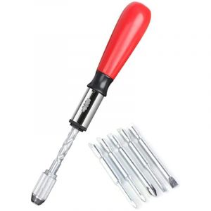 Tournevis en Spirale, Tournevis &agrave; cliquet Push Pull, Jeu de Tournevis &agrave; cliquet Push Pull 6 en 1 Type de Presse Semi-Automatique (Rouge)