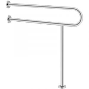 VEVOR Barre deAppui WC avec Pied de Support, Barre de Maintien Toilettes, 800 mm, Rampe de Securite en U en Acier Inoxydable 304, Poignee