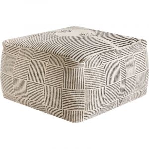 Pouf Carr&eacute; Moderne en Tissu R&eacute;tro Boh&egrave;me Salon Chambre &agrave; Coucher Gris Lutz