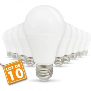 Lot de 10 Ampoules LED E27 9W eq 60W 806lm (Blanc froid 6400K)