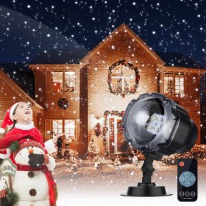 Lumières de chute de neige led, projecteur led, lumières de chute de neige pour jardin, lumière led rotative en flocon de neige - Jeffergarden