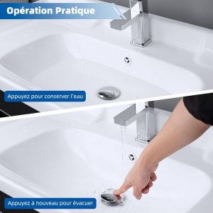 Bouchon Lavabo Salle de Bain avec Filtre de Drain,Bouchon Baignoire Universel &agrave; Noyau en Laiton &agrave; Pousser,Bonde Lavabo 25-46mm,Bouchon Baignoire