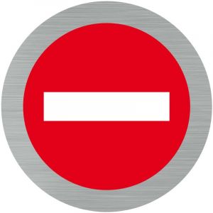 Pictogramme SENS INTERDIT (Q0189).- Plaque aluminium brossé - Diamètre 83 mm