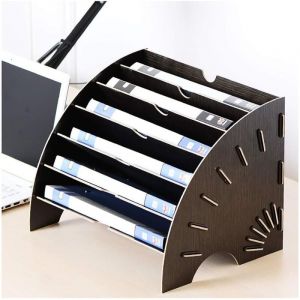 Trieur en Bois Classement Papier Bureau Rangement pour Papier A4, Magazine et Document, Organisateur de Fichiers (35.52727cm,Noir) - Lntyq
