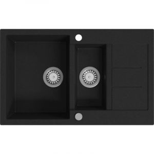 Vier de cuisine, en granit Double bac Bac &Eacute;vier &Eacute;quipement de Cuisine, Noir OIB5654E - Noir