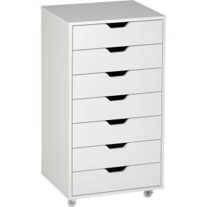 Caisson de bureau &agrave; roulette meuble rangement bureau avec 7 tiroirs organisateur pour documents, format A4 ou lettres