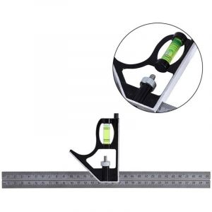 &Eacute;querre combin&eacute;e 300 mm 12 pouces, niveau et outil professionnels robustes en acier inoxydable, 12 pouces (&eacute;querre combin&eacute;e)