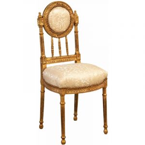 Biscottini - Chaise Louis xvi de style fran&ccedil;ais en h&ecirc;tre massif