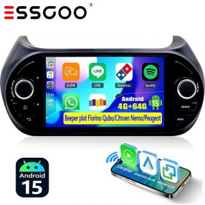 4 + 64G 7 "pour citro&euml;n Nemo Peugeot Bipper Fiat Fiorino autoradio Android 15 GPS RDS Navi WIFI &eacute;cran tactile - 4+64G