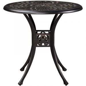 Yaheetech Table de Jardin Ronde Design Vintage en Aluminium avec Trou pour Parasol Patins R&eacute;glables Table de Bistrot Ext&eacute;rieur Diam&egrave;tre 78 cm pour