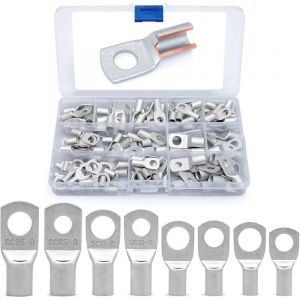 120 Pi&egrave;ces Cosses Electriques Ronde &agrave; &OElig;illet en Cuivre &Eacute;tam&eacute; - Extr&eacute;mit&eacute;s de C&acirc;bles de Batterie Non Isol&eacute;es - Cosses &agrave; Sertir a Oeil &agrave; Anneau - 6-25