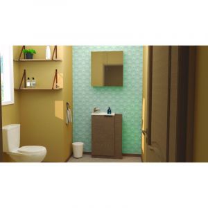 Ondee - zen - Miroir salle de bain armoirette simple - 60x65cm - Blanc