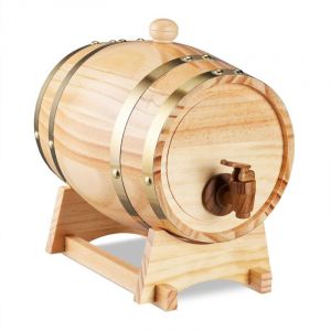 Tonneau en bois de 3 litres - Tonneau de vin personnalis&eacute; - Tonneau de vin en bois de pin - Tonneau de vieillissement - Carafe &agrave; d&eacute;canter pour le