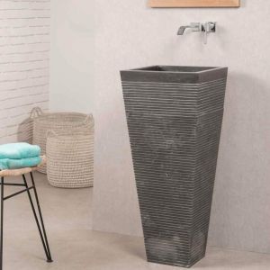 Wanda Collection - Vasque salle de bain sur pied en pierre carré Guizeh noir