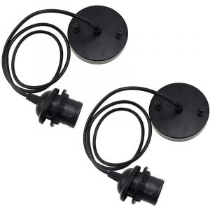 2X Douille de Lampe E27 Suspension en M&eacute;tal Lustre R&eacute;tro Suspensions de Plafond Support de Lampe avec C&acirc;ble Monture de Suspension pour Luminaire