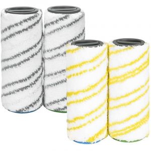 Karcher 2.055-007.0/2.055-006.0 Lot de 4 rouleaux de rechange pour Karcher FC7 FC5 FC3 FC3D EWM2 (jaune + gris)