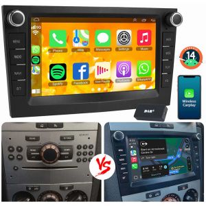 Essgoo - 1+32G pour Opel Corsa c/d Zafira b Astra g h Vivara Combo Signum Vivaro Android 14 Autoradio Carplay noir+DAB
