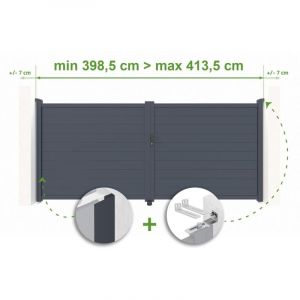 Portail battant ajustable en largeur EIGER 4m H.180cm Aluminium Gris Anthracite