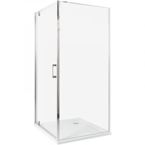 Beliani - Cabine de Douche Carré en Verre Trempé 90 x 90 x 185 cm Porte Simple Argenté Darli