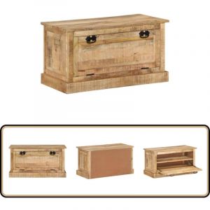 Banc de rangement de chaussures 85x40x45 cm Bois de manguier - Banc Coffre - Banc Rangement Chaussures - Banc Entr&eacute;e - Mobilier Int&eacute;rieur - Meubles