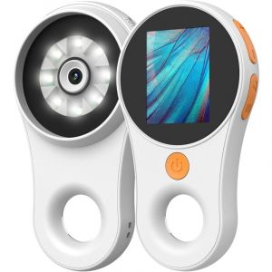 SNQ - Microscope numérique macro à mise au point fixe, loupe portable, écran couleur 2,0 pouces, pixels 200 w, grossissement 500x, 8 led intégrées,