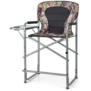 Helloshop26 - Chaise de camping pliante avec table latérale amovible charge 150 kg chaise de pêche avec porte-gobelet pour chasse randonnée