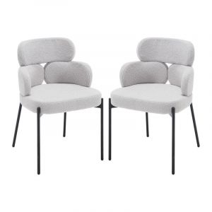 Chaises de Salle &agrave; Manger Lot de 2 Chaise de Salon en Fausse Fourrure Chaise de Cuisine Moderne avec Pied Dor&eacute; Chaise avec Coussin &Eacute;pais, Gris