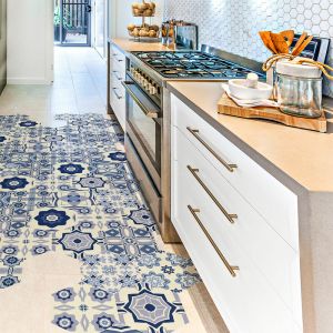 Stickers Sol Anti-d&eacute;rapant avec Protection - tomettes sol miah - 60x135cm-10stickershexagones30x26cm