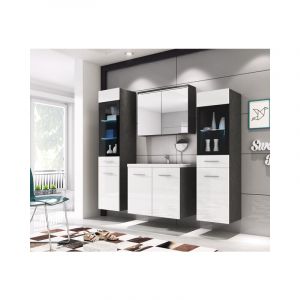 Bratex - Ensemble de meubles de salle de bain madrid ii, ensemble de meubles avec lavabo inclus, sans éclairage led, couleur blanc mat/brillant