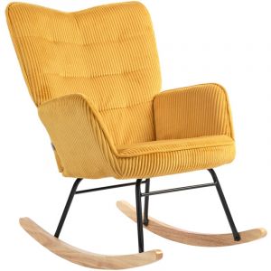Liberté - Fauteuil à bascule 71x98x101 , style scandinave, pour salon, balcon, chambre ,Jaune