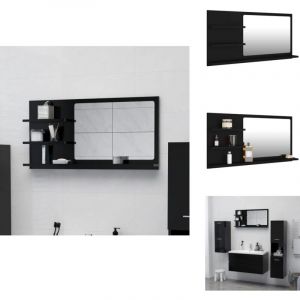 Miroir de salle de bain noir 90x10,5x45 cm bois d'ingénierie - Miroir Salle De Bain - Miroir Moderne - Meuble Salle De Bain - Rangement Salle De Bain