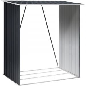 Hoggar - B&ucirc;cher m&eacute;tal 1,38m2 Timber - Plancher inclus - Montage facile - Renforts arri&egrave;re robuste - Gris Anthracite - Abri de jardin pour bois