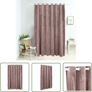 Hommoo - The Living Store Rideau occultant avec anneaux en métal Velours Rose 290x245 cm - Rideau Velours - Rideau Occultant - Rideau Rose