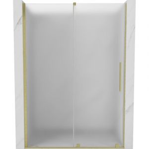 Mexen - Velar porte de douche coulissante 130 cm, givr&eacute;, or bross&eacute; - 871-130-000-31-55
