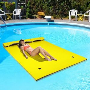 270X180CM Tapis Flottant de Piscine en Mousse xpe Resistant, Bouee Flottant pour 3-5 Personnes et 3 Couches, Charge Max 300KG,Convient pour