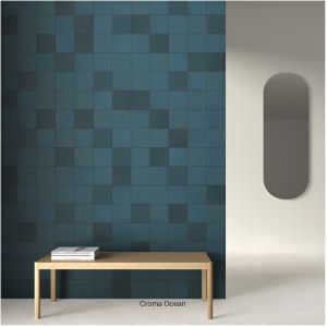 Carrelage gr&egrave;s c&eacute;rame effet cama&iuml;eu CROMA 15x15cm 15x15 cm Bleu - Mat - bo&icirc;te de 0.48 m2