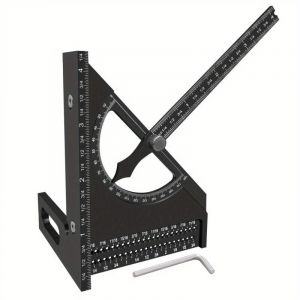 Lifcausal - Règle triangulaire semi-circulaire en alliage d'aluminium pour menuiserie, 3D réglable, avec repérage rapide à 180 degrés, rapporteur,