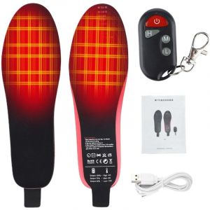 Semelles chauffantes électriques – Semelles chauffantes rechargeables, chauffe-pieds 3 réglages de température avec batterie Li-ion, semelles chaudes